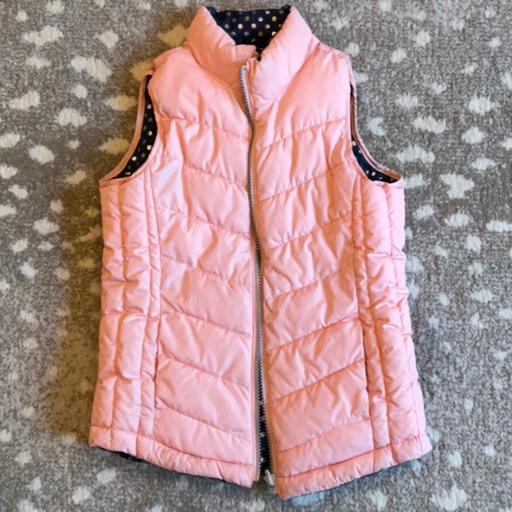 Pink and navy blue reversible vest
